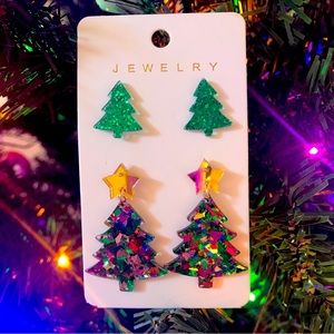🎄🎄60% off Earrings times two Christmas Holiday Multi Color Trees & Small Trees